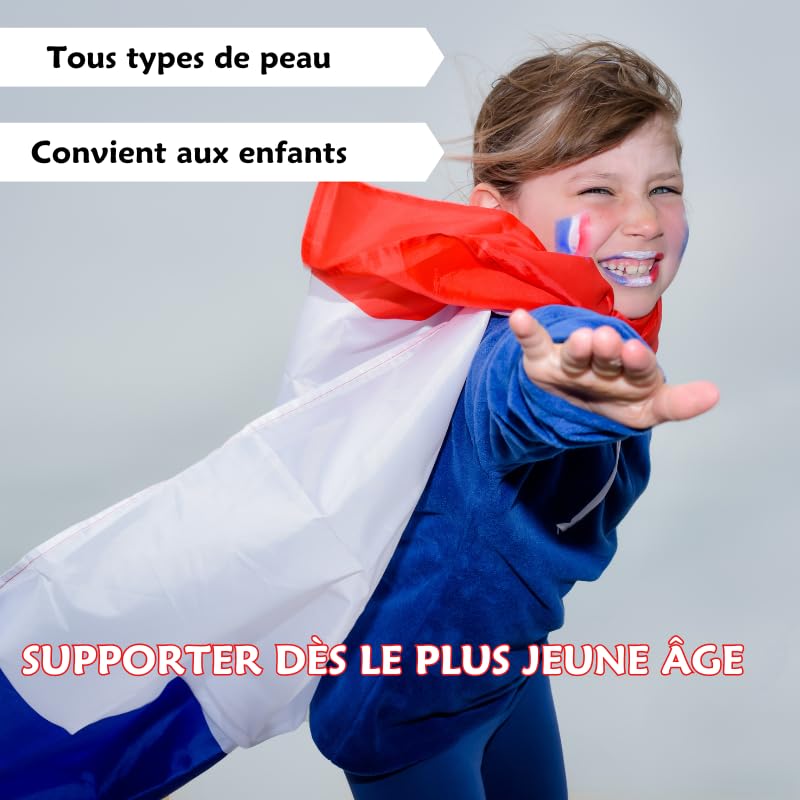 Kit Supporters Français - Drapeau Cape & Stick de Maquillage Bleu-Blanc-Rouge France