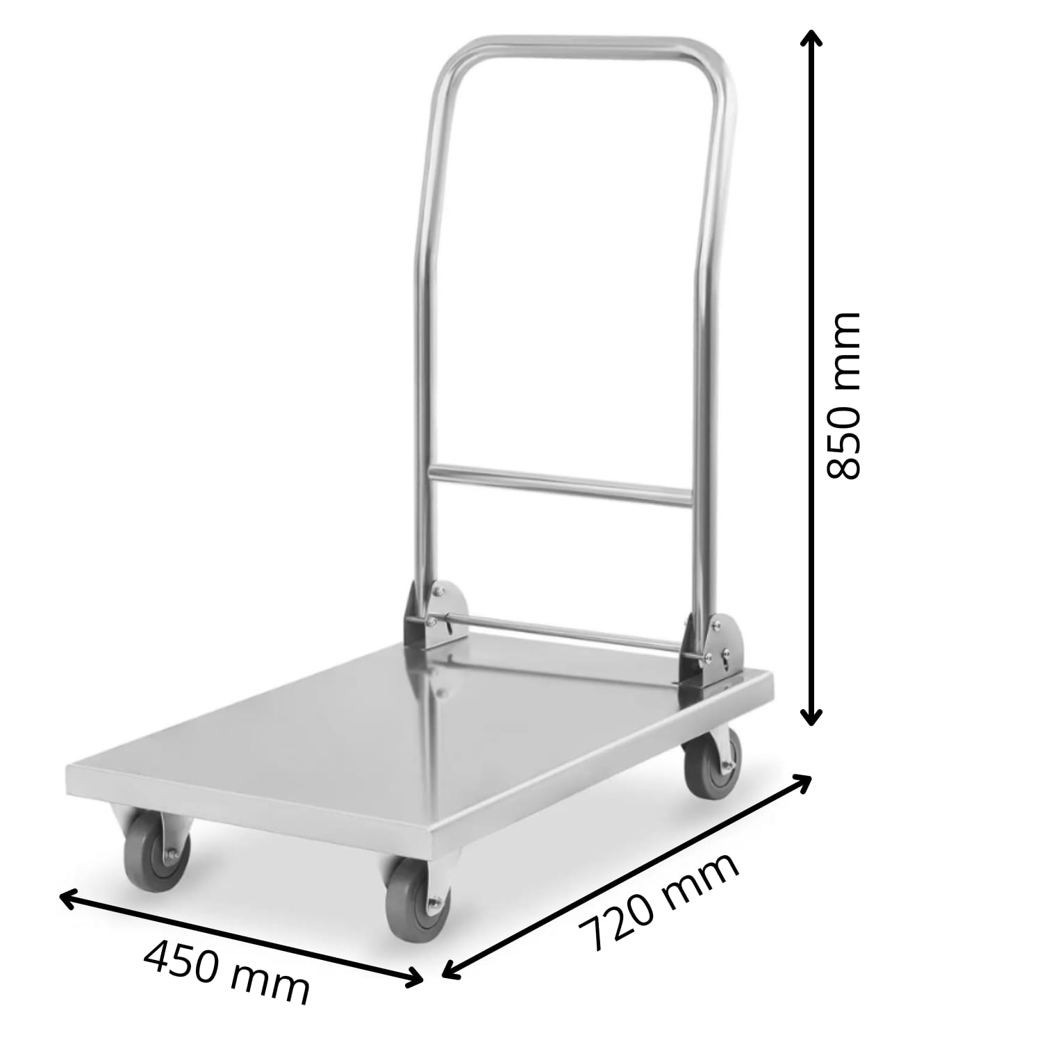 Chariot de Transport Pliable INOX - 100 kg - Compact - Roues Pivotantes - Professionnel