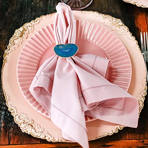 4Pcs Agate Slice Napkin Rings Natural Stone Napkin Ring Holders Napkin Ring Buckles For Party Wedding Family Gathering Dinner Picnics Buffet Table Decoration Christmas Thanksgiving, Marine Blue #TOP4