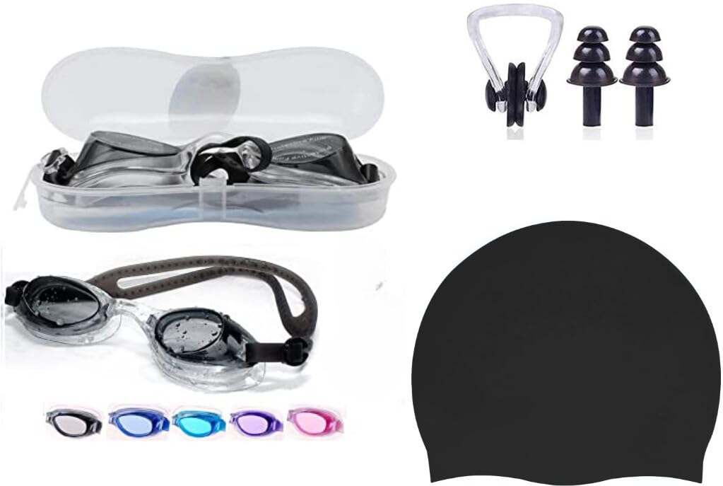 ArrowMax Swimming Goggle Cap Earplug Noseplug Set Kit for Boys Men Swimming Kit () (B0C9WGB72Q) Amazon Price History, Amazon Price Tracker