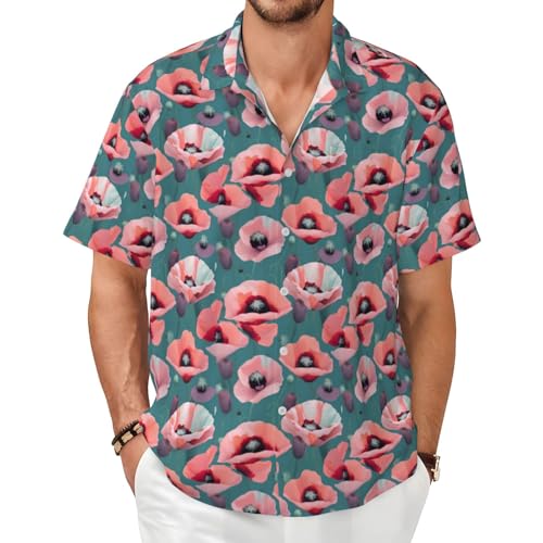 Chemise coquelicots pastel homme anti-transpiration pour l'été