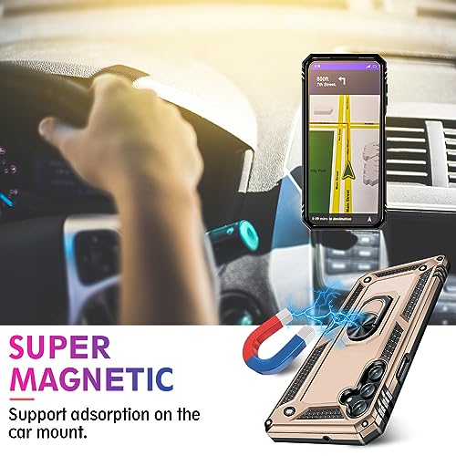 Image of for Samsung Galaxy S26 Plus Case with Screen Protector, Heavy Duty Military Grade Shockproof Rugged Protective Cover for Samsung S26 Plus Phone Case with Metal Ring Magnetic Kickstand (Gold)