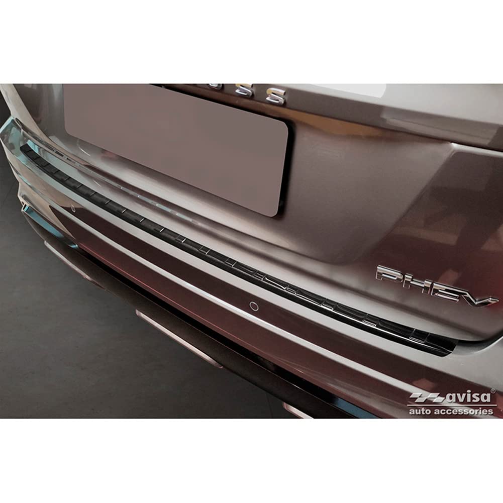 Avisa Black Stainless Steel Rear Bumper protector compatible with Mitsubishi Eclipse Cross PHEV Facelift 2021-