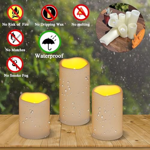 Artmarry Flameless Candles 4 Inch 5 Inch 6 Inch Set Of 3 Ivory Outdoor Indoor Pillars 3 Inch Diameter Battery Operated Flickering Candles Include 10-Key Remote Timer Function 400+ Hours By 2 Aa Batteries thumb #1