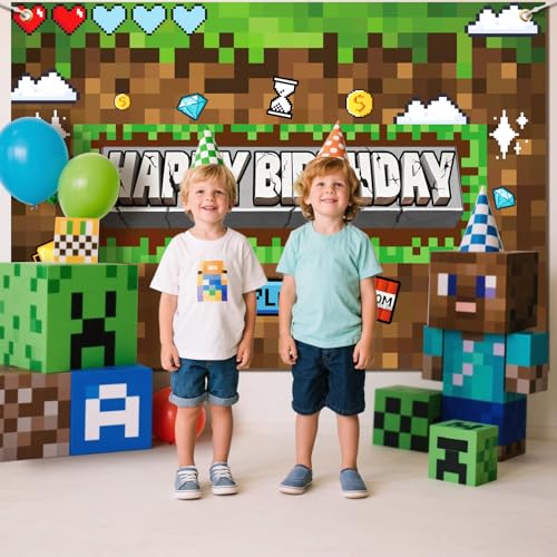 Decoración de Fiesta Pixel Banner Fondo Videojuego Minero miniatura 2