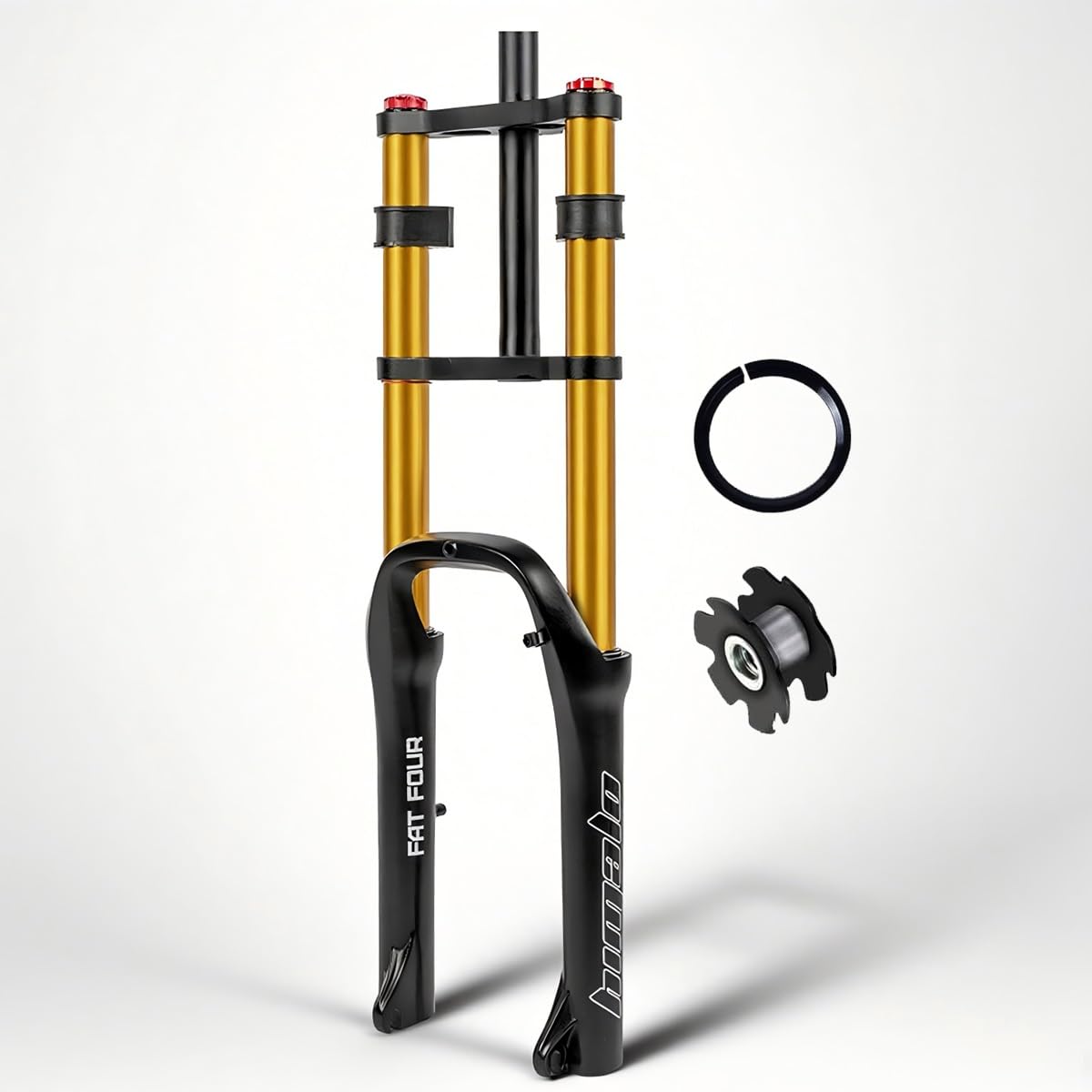 WIQUYBML 20 Inch Ebike Fat Fork 4.0" Tire Mtb Air Suspension Travel 180 Mm Double Shoulder 1-1/8" Straight Bike Front Forks Disc Brake QR 9mm Adjustable Rebound For Beach Snow