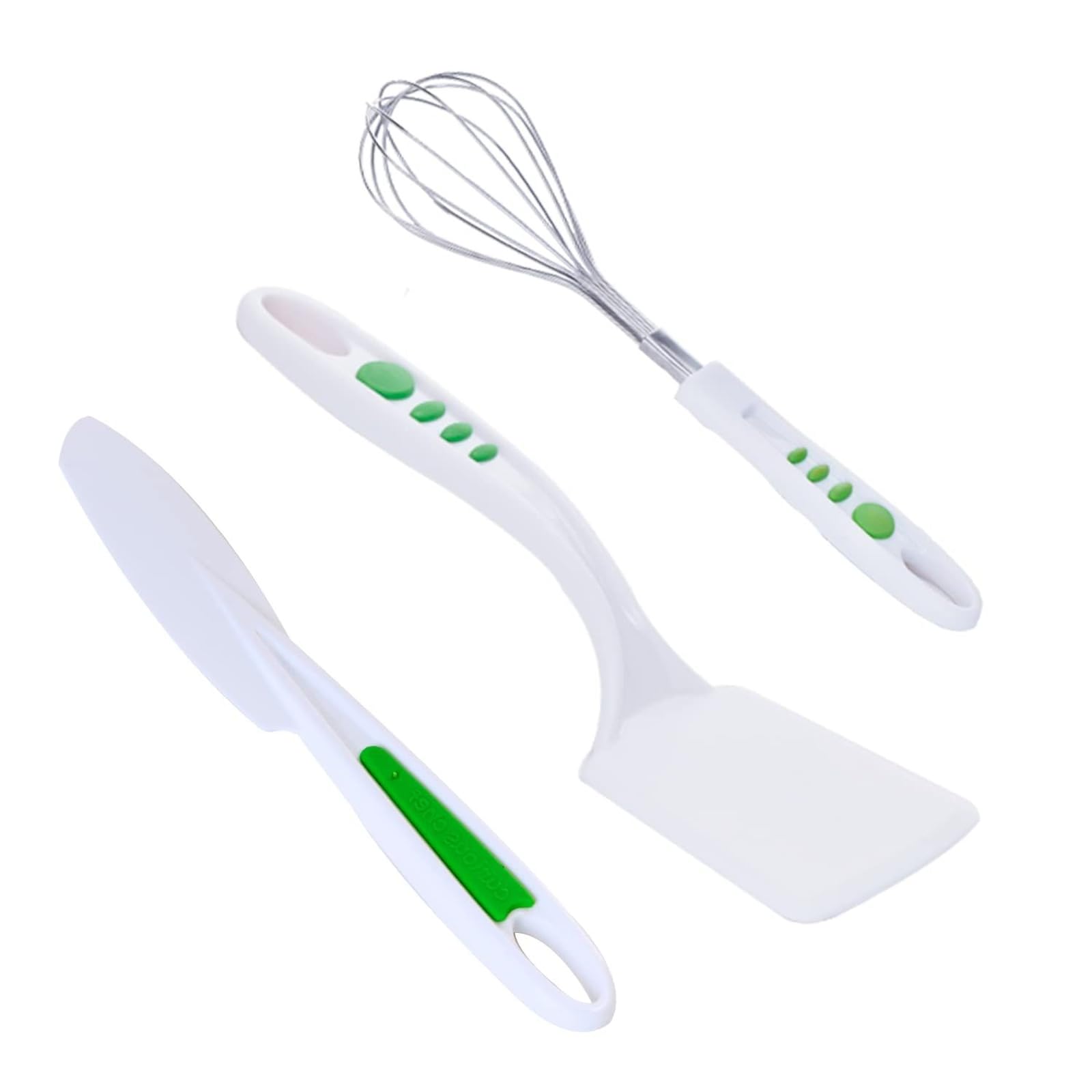 Curious Chef 3-Piece Baking Tool Set for Kids and Toddlers, Stainless Steel Whisk, Nylon Frosting Spreader and Cookie Turner - Real Kitchen Kit - Kids Baking Tools