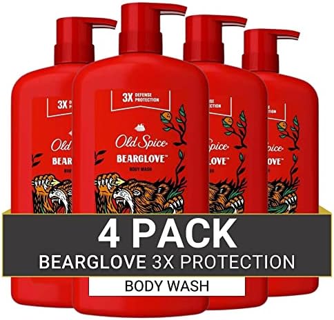 Old Spice Wild Bearglove Scent Body Wash for Men, 30 Fl Oz (Pack of 4)