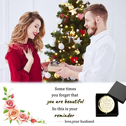 HZJ-AIGO Gifts for Wife,Gifts For Her-I Love You Wife Gift Compact Mirror-Romantic Gifts for Her Birthday,Wedding Anniversary,Valentines Day,or Christmas (Gold)