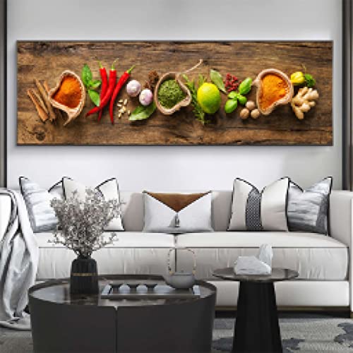 Affiche épices et cuillère pour décorer la cuisine et la salle à manger moderne 70x210cm