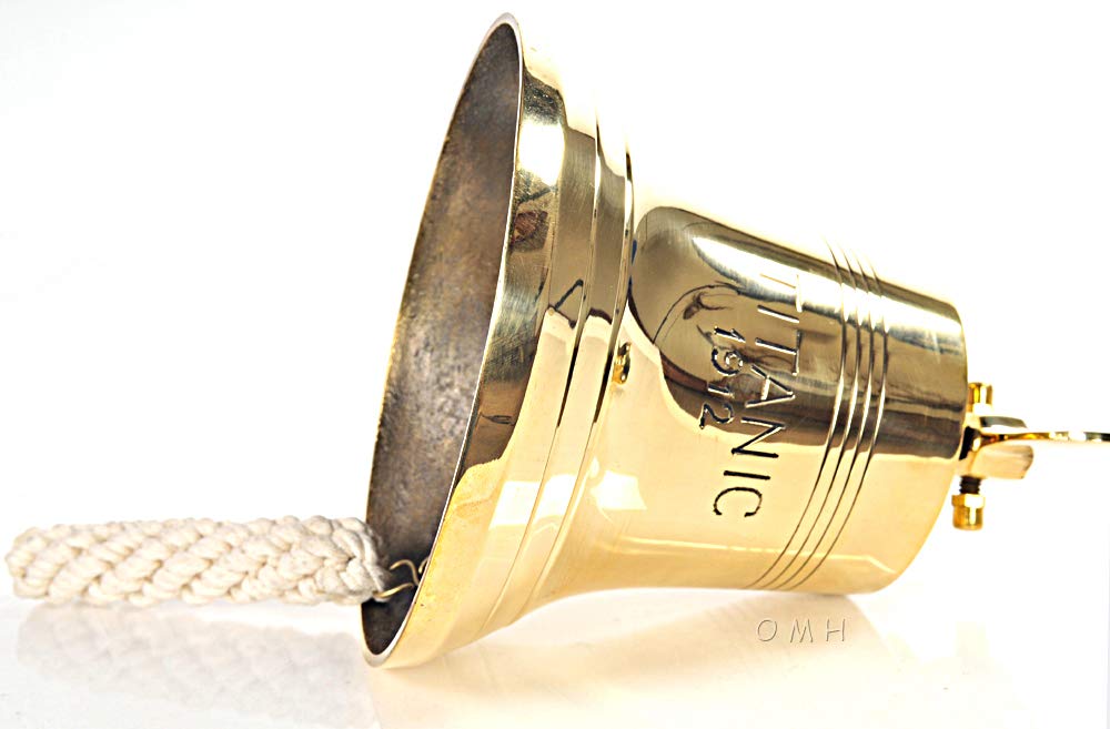 Old Modern Handicrafts Cloche du Titanic de 6 Pouces - Cloche Dorée du Titanic en Laiton de Qualité Supérieure - 6.0L x 6.0W x 6.5H Pouces