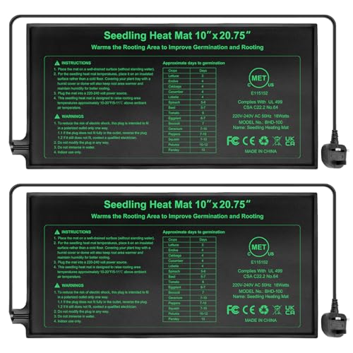 RC SLL Seedling Heat Mat 10" x 20.75", Waterproof (2 Pack)