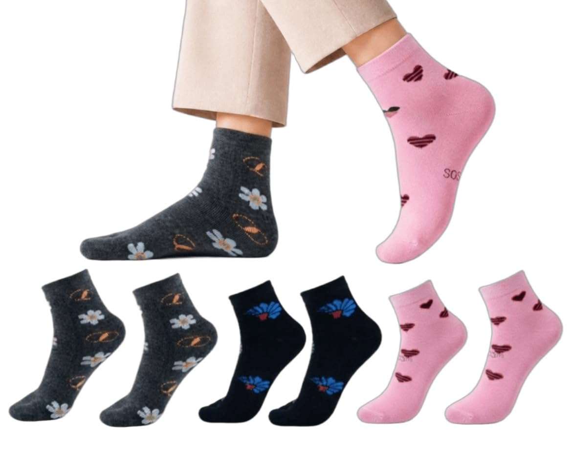 soshre Mid Calf Length Socks for Women || Ultra Soft made of Woolen || Breathable And Stretchable Socks for Women || women and girls || Sneaker Shoes Socks Multicolor || Combo Socks Pack (Pair of 3)-picture-40