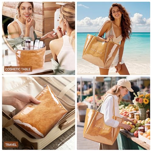 Image of KALIDI PVC Tote Women Weekender Bag Large Shopper Handbag Oversize Shoulder Travel Purse