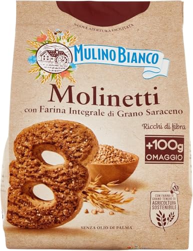 Mulino Bianco Biscotti Frollini Molinetti con Farina Integrale di Grano Saraceno, Colazione Ricca di Gusto, 800 g (Confezione da 2)