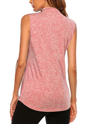 Image of Koscacy Women's Sleeveless Golf Tennis Polo Shirts Zip Up Dry Fit Workout Tank Tops Athletic Shirt
