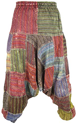 Gheri Men's Multicolored Patchwork Elastic Waist Harem Genie Pants Trousers3