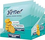 Weider Yippie! Cookie Bites, Coconut-Almond Crunch, Eiweiß-Kekse mit Whey Protein, 6x50g Beutel, 15g Protein, Fitness Snack