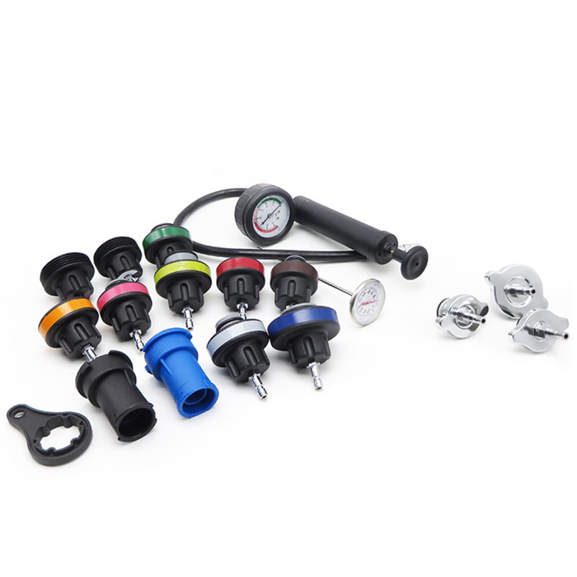 Odoukey Auto Car Radiator Pressure Tester, Water Tank Leak Detector Auto Car Radiator Pressure Tester Vacuum Type Cooling System Kit for Car Truck Motorcycle Black 18PCS, Water Tank Leak Detector