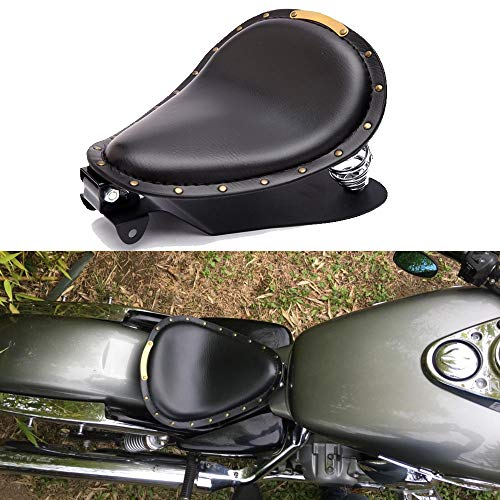 Selle per moto, Cuscino monoposto sedile in pelle nera a molla adatta per Bobber Sportster XL883 1200 48 Forty Eight Fatboy Softtail Dyna Street Glide Chopper