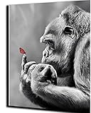 Peinture par numéro pour adultes kits de peinture à l'huile de avec pinceaux et toile acrylique pigment décor cadeaux de 16x20 Pouces gorille et papillon -avec cadre