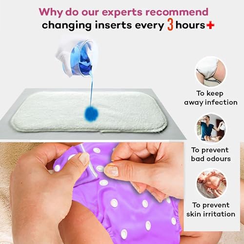 Image of VParents cloth diaper inserts for cloth diaper high absorbent 6 layer washable reusable wet free booster pads smart dry feel soaker pad baby diaper liners, Pack of 4
