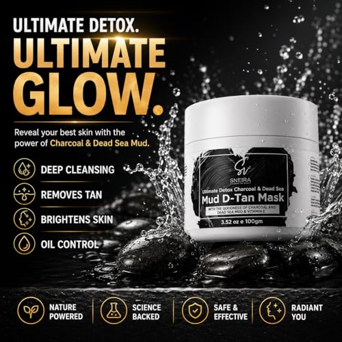 Image of Mud D-Tan Mask100g(Pack of 2) Ultimate Detox Charcoal & Dead Sea Minerals for Clearer Skin | Deep Cleansing, Brightening, and Revitalizing Face Mask