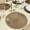 Kit 6 Peças Jogo Americano Redondo - Sousplat Redondo para Mesa Posta - Jogo Americano Elegante para Jantar, Almoço e Café - UpShop (marrom caramel)