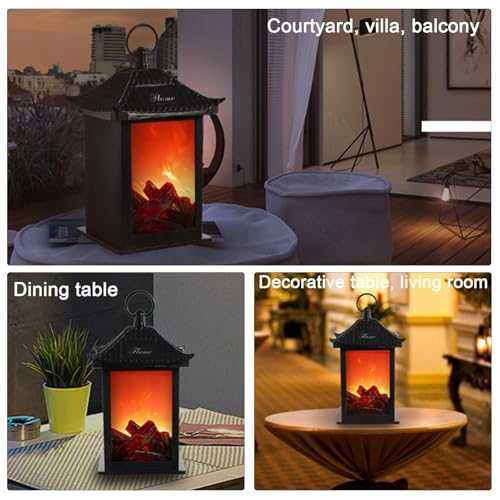 Linterna de chimenea con pilas y luces LED de efecto fuego realista en movimiento 3