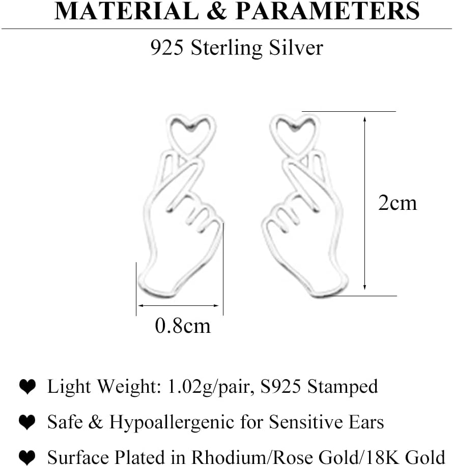 SLUYNZ 925 Sterling Silver Heart Studs Earrings for Women Teens Unique Sweet Love Heart Post Studs Earrings - Image 6