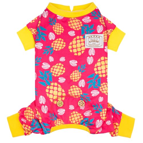 KYEESE Dog Pajamas for Small Medium Dogs Breathable Mesh Onesie, Pineapple