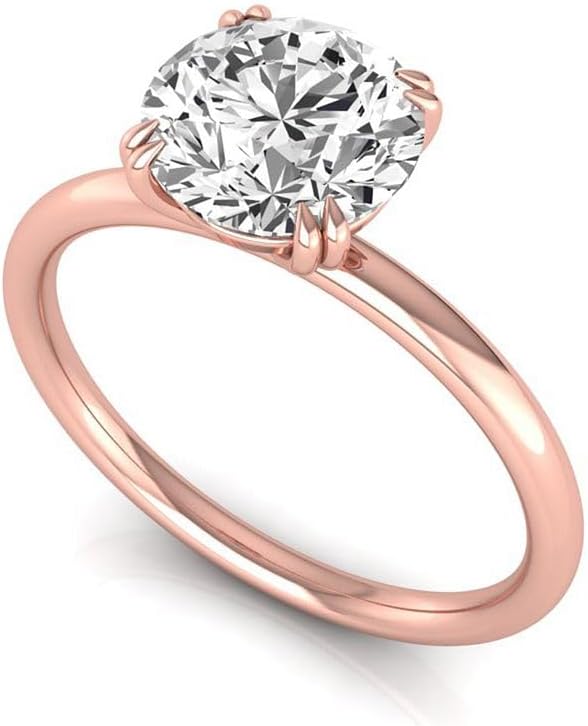 IGI Certified 2 Carat Round Lab Grown Diamond (G, VS1) 14K Gold Classic Solitaire Engagement Wedding Promise Ring For Womens