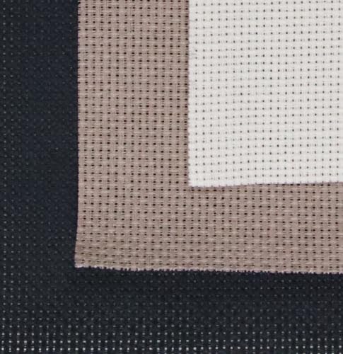 Image of KCS 3 pc of 15 inch x 18 inch(38cmx45cm) 16 Count Cross Stitch Cotton Aida Cloth Needlework Rolled Fabric Box,16CT,Ecru+Coffee+Black