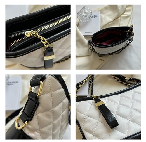 Quilted PU Leather Crossbody Bag for Women Quilted Purse Vintage Hobo Shoulder Bags Handbags Bucket Bag with Zipper4
