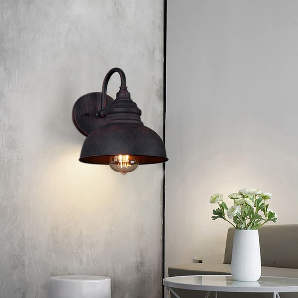 1-Light Retro Outdoor Wall Sconce Lantern Dusk To Dawn Wall Lamp Ip65 Waterproof Exterior Light Fixtures Wall Mount in Black Finish Balcony Aisle Garden Villa Exterior Wall Light/Red Bronze