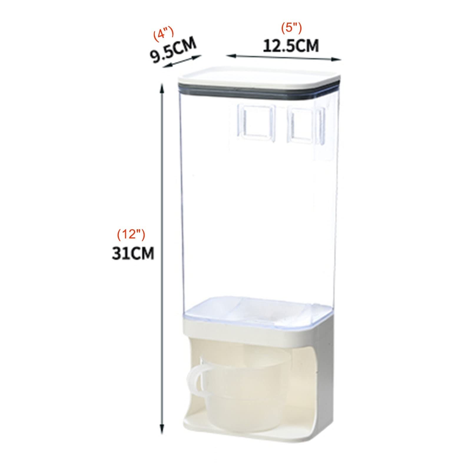 MLYYJH Botes Cocina Almacenaje Caja Montado en la Pared Dispensador de arroz El plastico - Comida Seca/Cereal/Grano De Café/Merienda Contenedor de Almacenamiento, con Taza medidora, Pequeña sellable