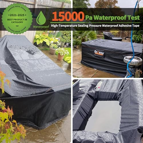 Enzeno Garden Furniture Cover With Air Vent,Waterproof Outdoor Patio rattan Table Chair Set Cover,New Upgrade 500D Heavy Duty Oxford cloth,Windproof,Cube/Square 200 x 200 x 90cm - Image 3