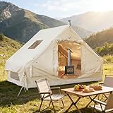 Tienda de campaña inflable para 6 personas, de Oxford 420D, impermeable, fácil montaje con bomba manual, conexión para horno, tiendas de campaña, incluye bolsa de almacenamiento