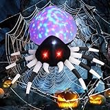 GOOSH 6 FT Height Halloween Inflatables Outdoor Spider with Magic Light, Blow Up Yard Decoration with LED Lights Built-in for Holiday/Party/Yard/Garden