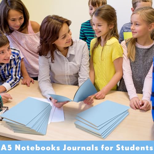 Image of Mimorou 100 Pcs A5 Journals Notebooks Bulk,Light Blue,Lined | Kraft Softcover Small Notebooks 5.5 Inch x 8.3 Inch Notepads with 60 Page 30 Sheet for Writing Sketch Travel Office Supplies