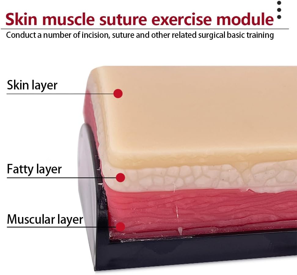 ikasus Suture Practice Pad Realistic Silicone Skin Kit, Medical Suture Practice Pad for Medical Students Training, Multi-Layer Skin Model Skin Texture for Professional Medical Training and Education