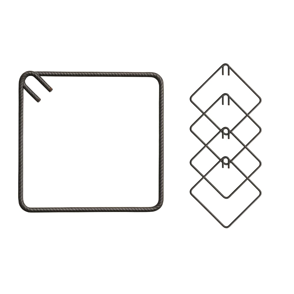 FORTUNATO Kit Staffe di Rinforzo in Ferro Sagomato, Antisismiche, 35 x 35 cm, Ø 8 mm, Piegatura 135°, per Strutture Cemento Durevoli (Pezzi : 20)