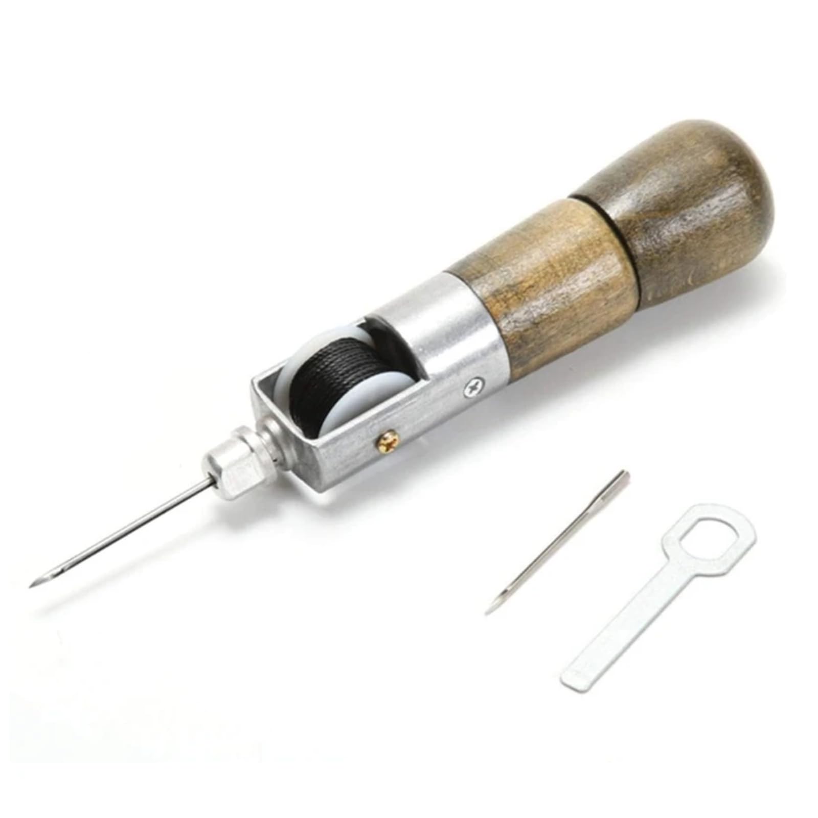 Candeon Punteruolo da Cucito, Punteruolo per Cucitura, Sewing Awl Aghi da Cucito a Mano, Blocco Automatico Pelle Punteruolo per Cucito Kit di Attrezzi per La Riparazione di Pelle con 2 Aghi
