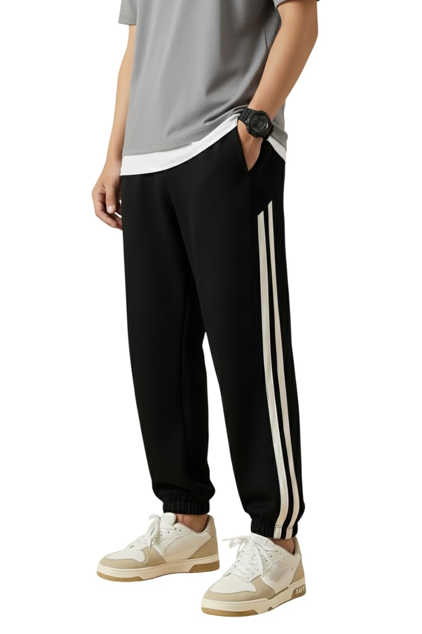Straight Wide fit Long Length Trouser Style Drawstring Trackpant for Men/Trending Sporty Style, Relaxed Casual Pants for Men-image-32