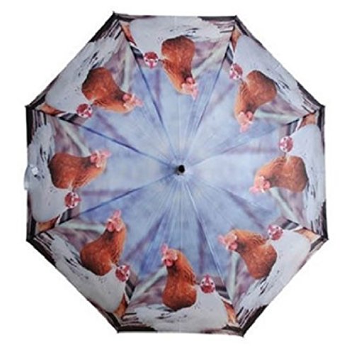 Markenlos Esschert Regenschirm Stockschirm Hühner Automatik Schirm witzig groß Schirm