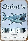 Retro Tin Signs Vintage Style Art Shark Fishing Metal Sign Iron Painting for Indoor & Outdoor Home Bar Coffee Kitchen Wall Decor 8 x 12 INCH