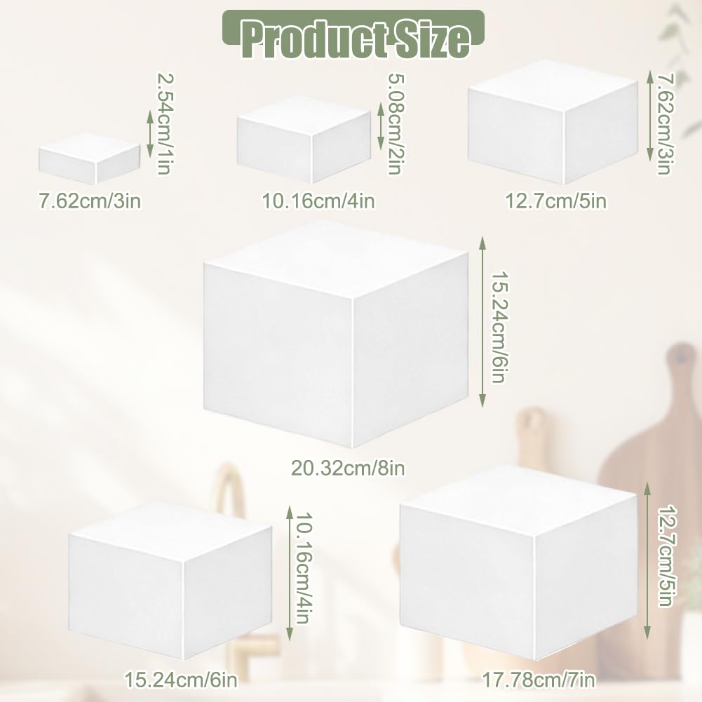 Soporte para tartas cuadrado de 6 piezas de PVC (3 – 8 pulgadas) con sistema y altura graduada para bodas, catering, fiestas, cupcakes, soporte para tartas, exhibición de postres, decoración