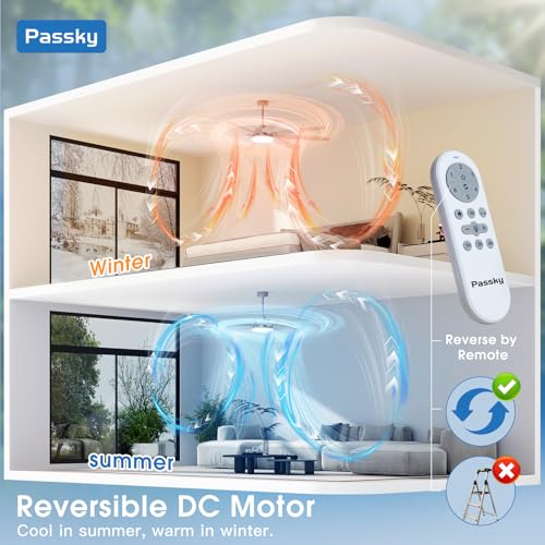 Image of 72 inch Ceiling Fans with Lights, Large Modern Ceiling Fan with Light and Remote Control, Reversible, Dimmable, 3CCT, Quiet, Nickel Ceiling fan For Bedroom Living Room Patio Farmhouse, Indoor /Outdoor
