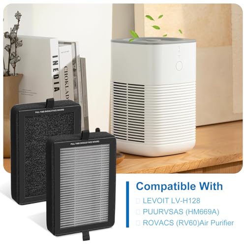 Image of LV-H128 True HEPA Replacement Filter, Compatible with LV-H128 Air Purifier, 3-Stage H13 True HEPA Filtration System, 4 Pack