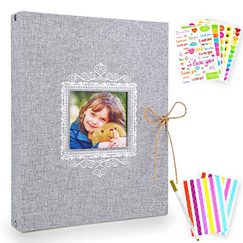 NEUFLY Fotoalbum zum selbstgestalten Schwarze Seiten Fotoalben Scrapbook Album Geschenk für Baby Familie Valentinstag Geburtstag Jahrestag Geschenk